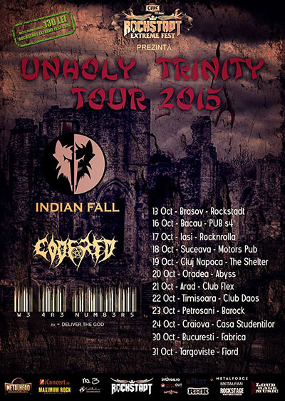 Indian Fall anunță “Unholy Trinity Tour 2015” cu CodeRed ș W3 4r3 Num83r5