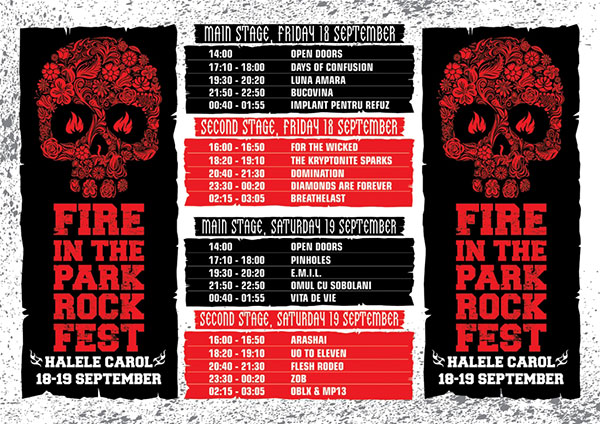 Programul final pentru Fire In The Park Rock Fest